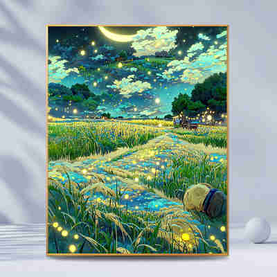 S588麦田的星空|数字油画diy手工绘画填充填色减压丙烯油彩装