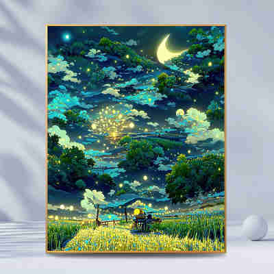 S588麦田的星空|数字油画diy手工绘画填充填色减压丙烯油彩装